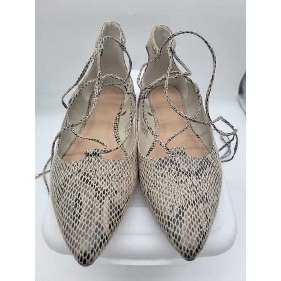 Old Navy Snake Print Lace Up Pointed Toe Flats Size 9 - Picture 1 of 8